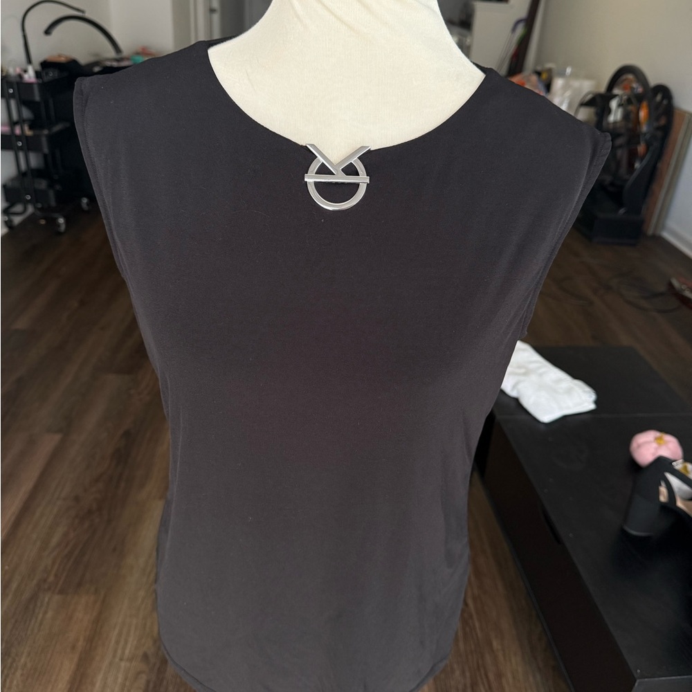 Calvin Klein Black Tank Top with Silver Accent
